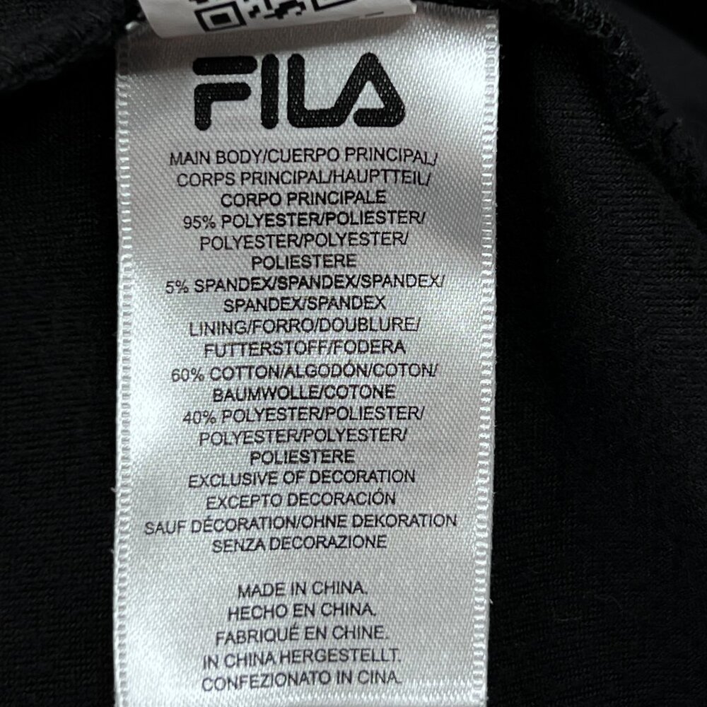 Fila Black Velour 1/4-Zip‎ Hoodie Athletic Plush Full Zip-Up Jacket Size L - Picture 6 of 7